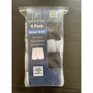 George Boxer Briefs 6-PACK Men's‎ XL 40-42 Underwear Cotton Tag Free Comfort